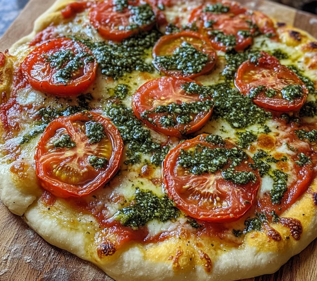 Pizza Dough Recipe Using 00 Flour, Whole Tomatoes, and Chimichurri